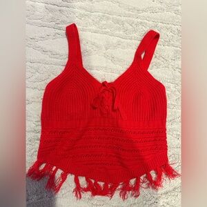 No Boundaries Bright Red Cropped Sweater
